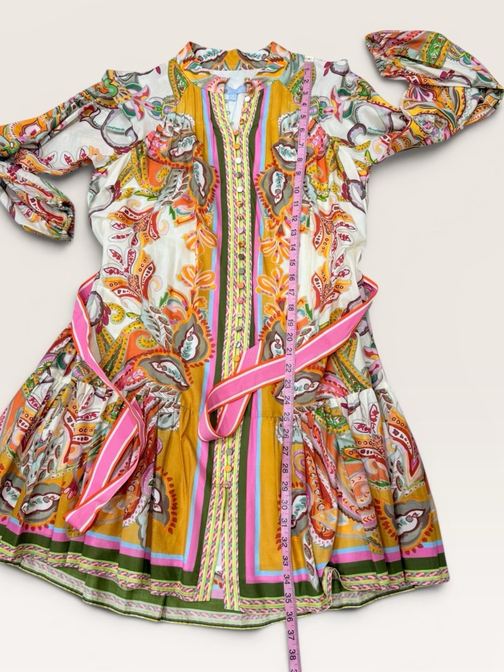 Antonio Melani Brynn Floral Print Dress Mock Neck Long Sleeve Self-Tie Dress SZ4 - Picture 9 of 15